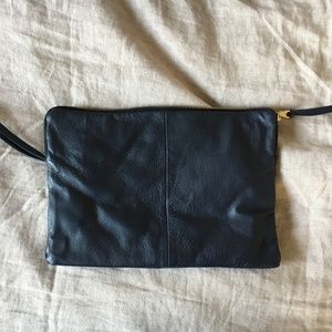 Navy Blue Leather Clutch